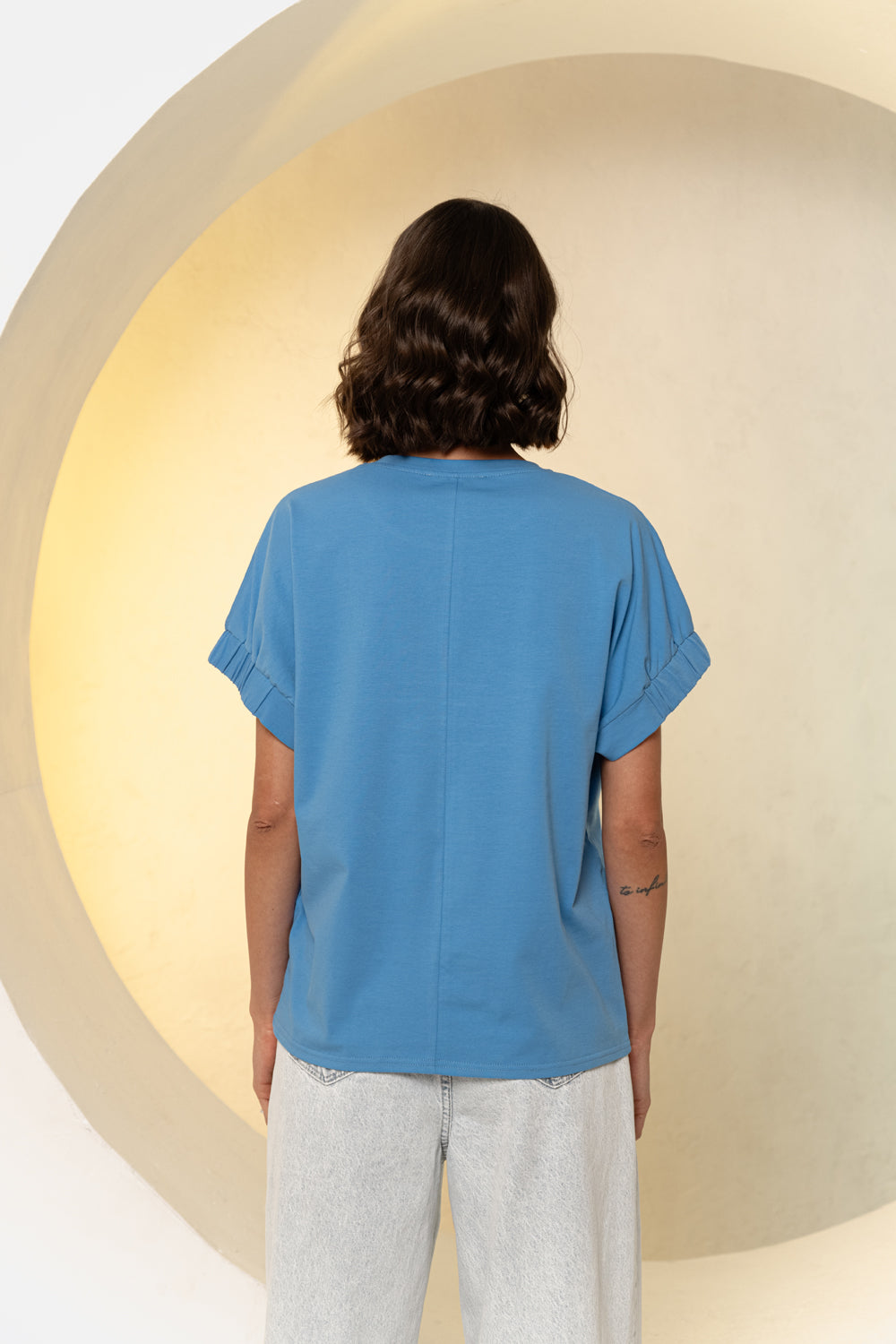 Blue T-shirt with round neck