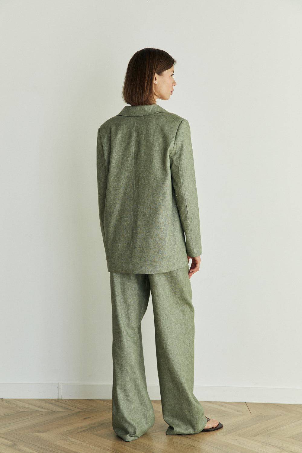 Oversized olive linen jacket