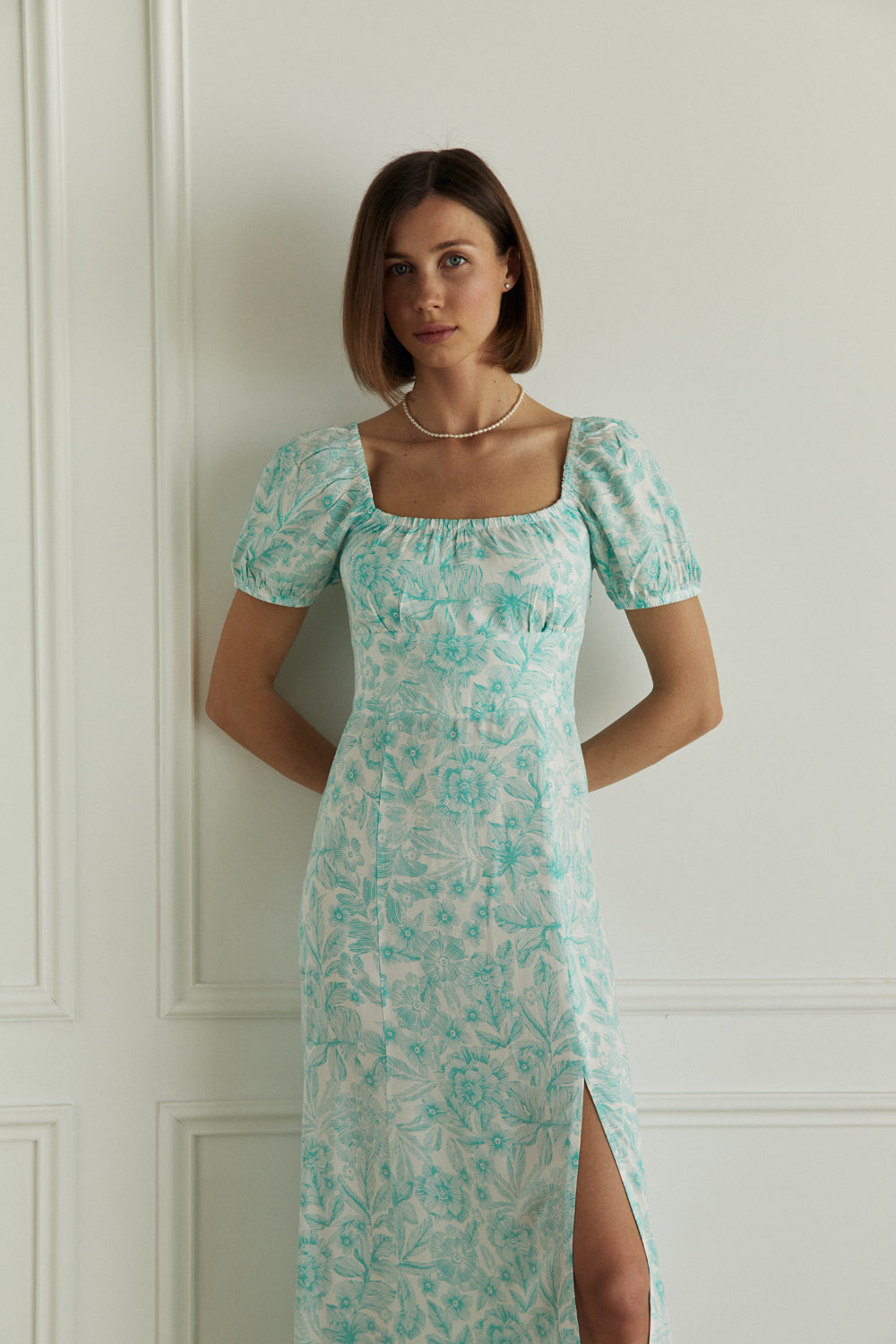 Mint fitted midi dress