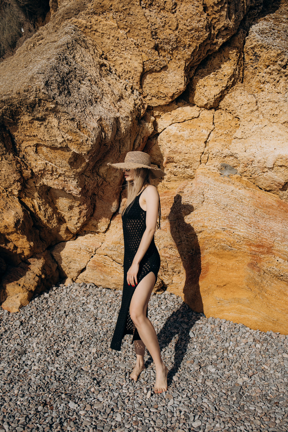 Black tie beach dress with plunging back