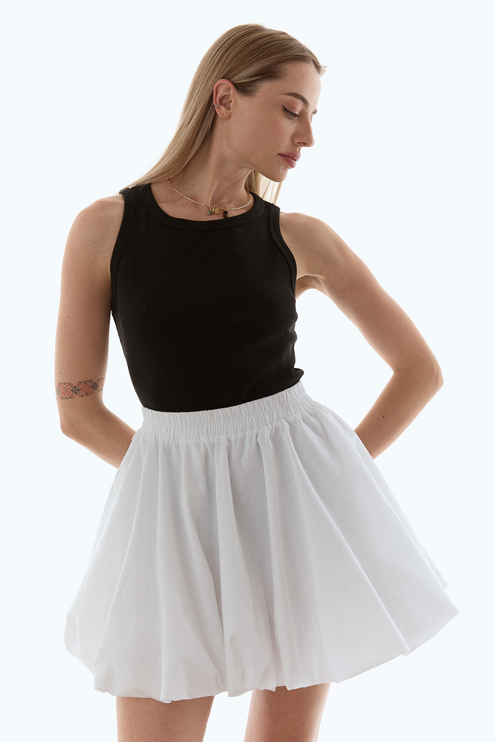 White cotton mini skirt