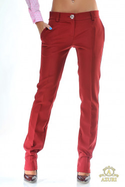 Pantaloni dritti bordeaux con patte decorative. Colore Borgogna .