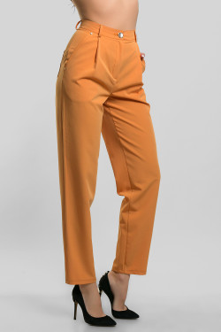Прямі офісні штани з костюмної тканини гірчичного кольору . Гірчиця