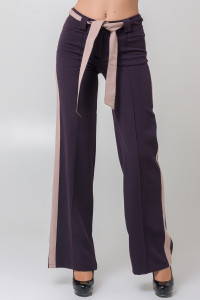 Women's eggplant-colored straight-leg trousers with side stripes Eggplant Баклажан