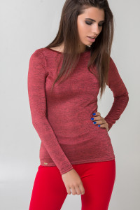 Basic salmon-colored turtleneck long-sleeve shirt Лососевый