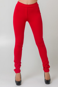 Red viscose leggings with side stripes and Red waist Красный