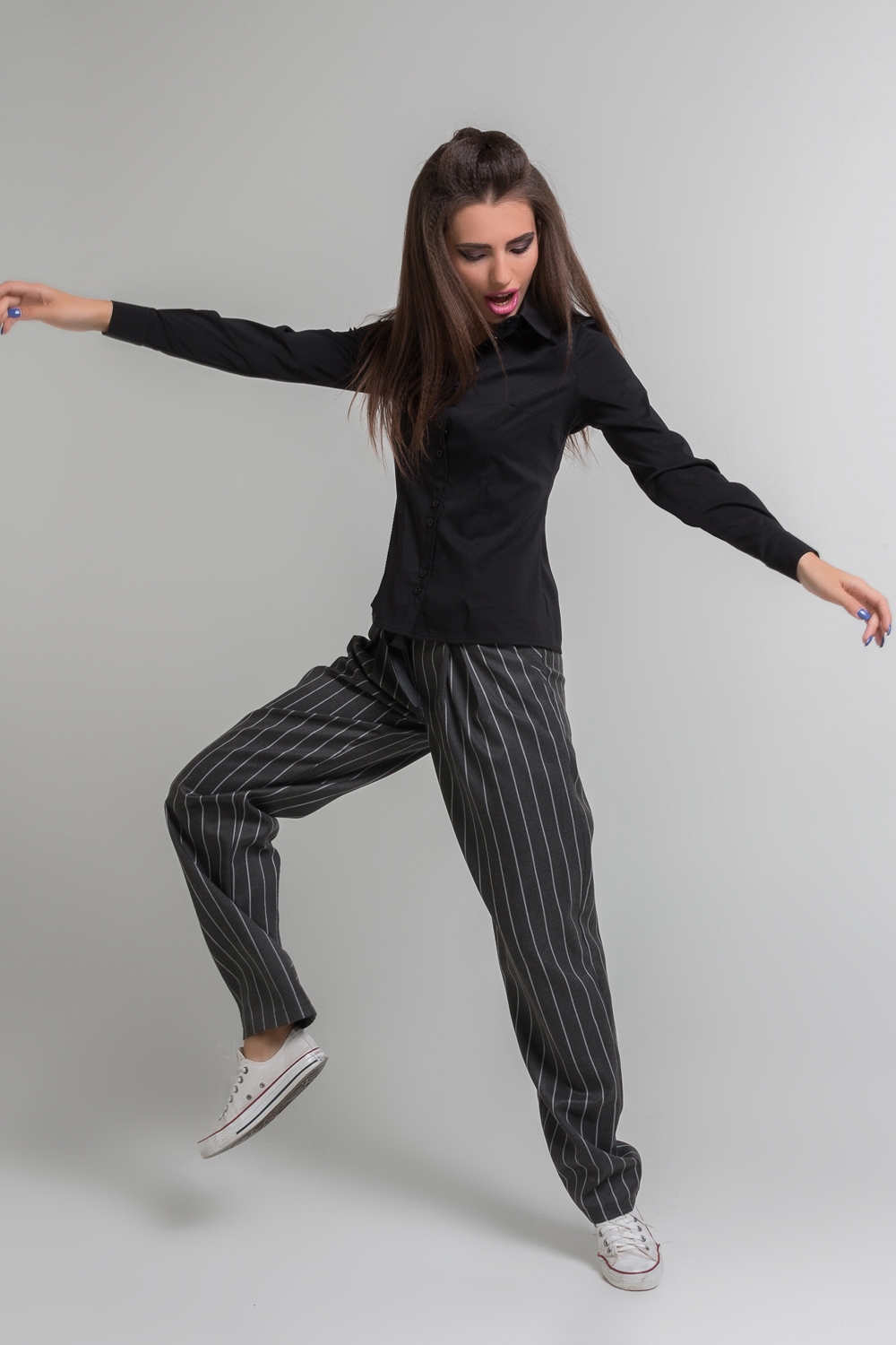 Брюки 5327 Серый/полоска Серый