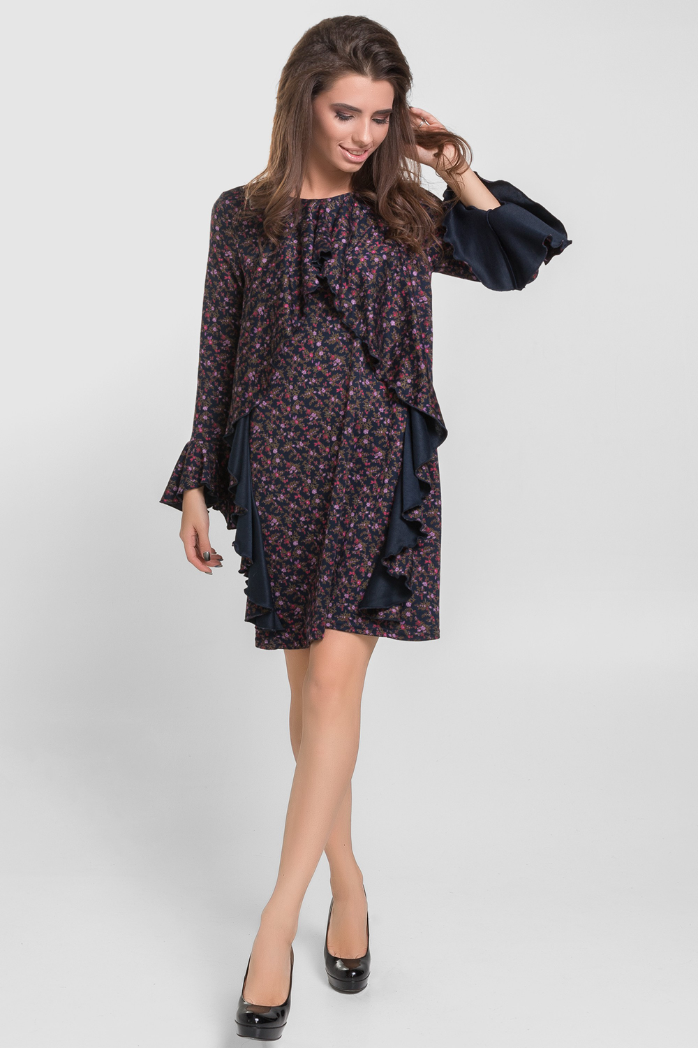 Платье 5359 Шалфей/цветы Шалфей