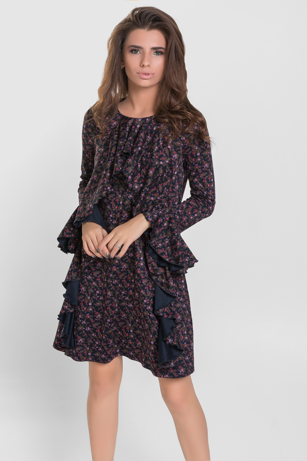 Платье 5359 Шалфей/цветы Шалфей