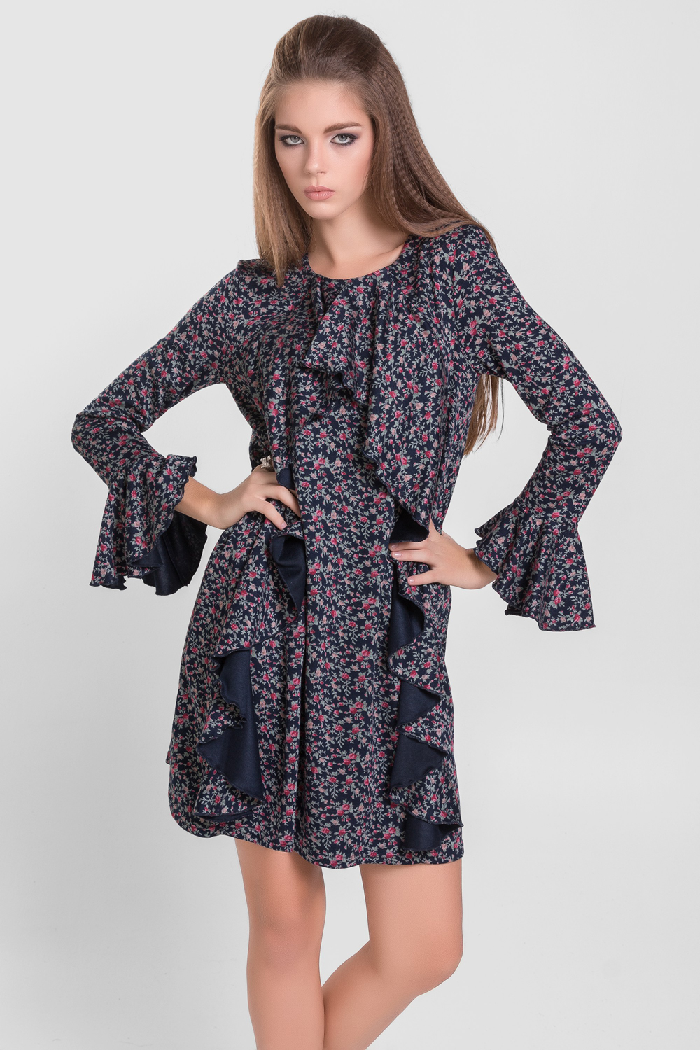 Платье 5359 Сиреневый/цветы Сирень