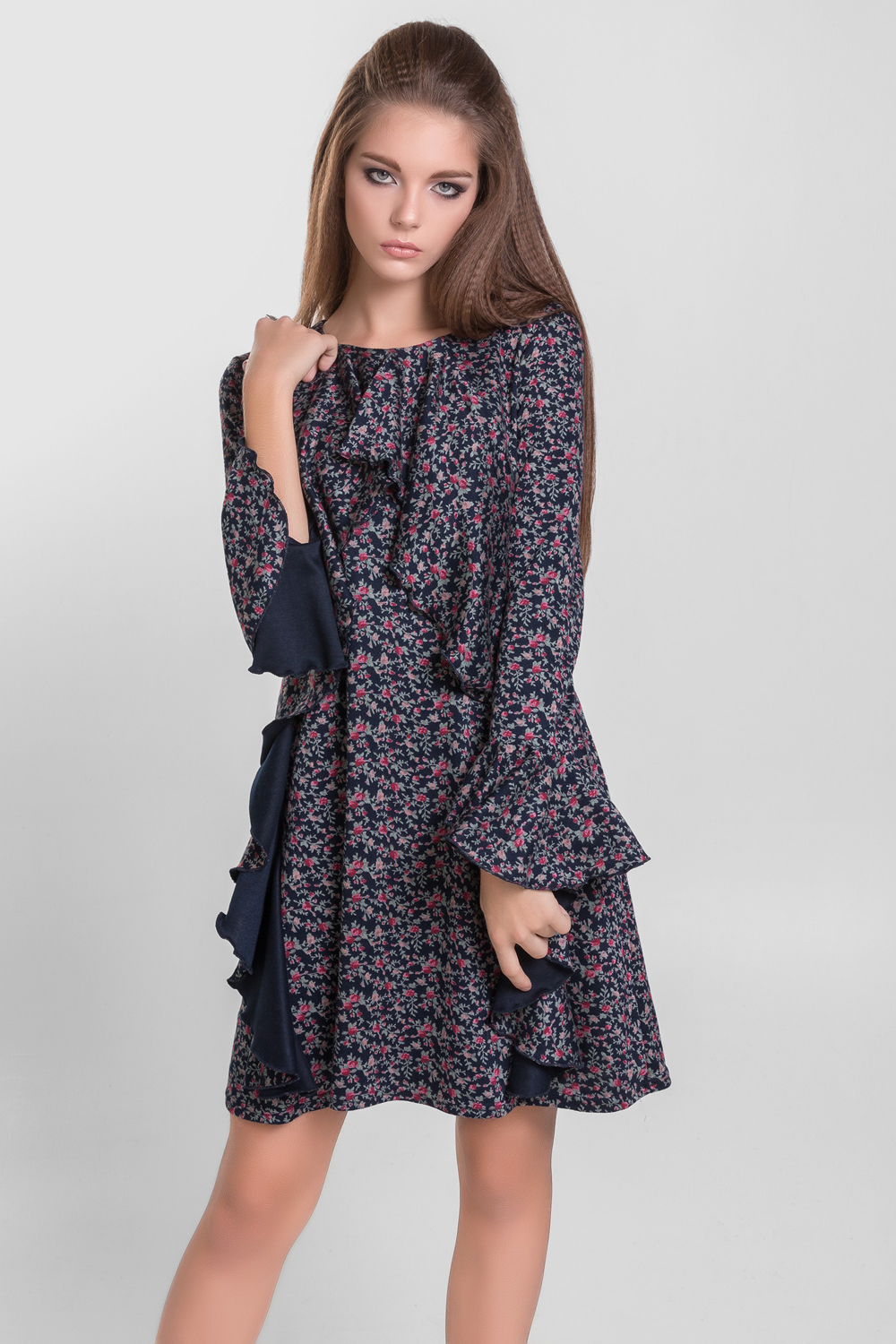 Платье 5359 Сиреневый/цветы Сирень