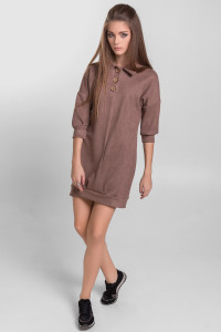 Short knitted polo dress in a sporty style Dark beige Темно-бежевый