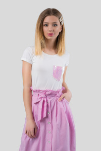 Футболка 5423 Белый/пудра Белый черный