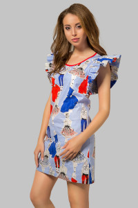 Однотонна базова сукня з рукавами-воланами бузкового кольору. Сирень Сирень