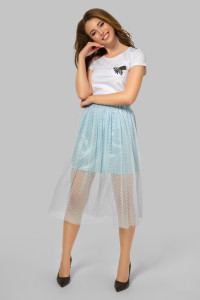 Атласная юбка-пачка небесно-голубого цвета длины миди Небесно-голубой Небесно-голубой