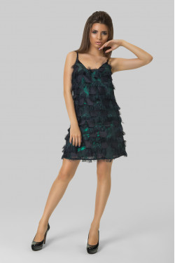 Клубное вечернее мини платье темно-синего цвета на бретель Темно-синий