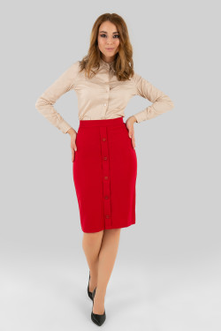 Jupe crayon rouge taille haute avec boutons. Rouge .