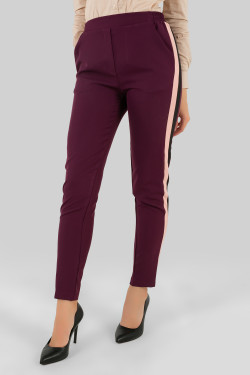Sports trousers with two-tone stripes in aubergine Eggplant