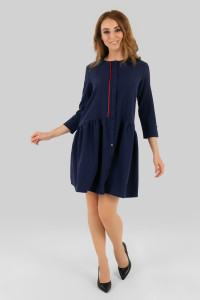 Basic blue loose-fit dress for an everyday look. Blue. Синий