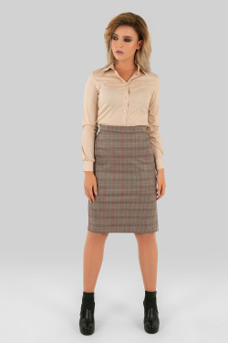 High-waisted Grey Замша pencil skirt
