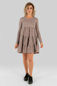 Short powder-colored angora A-line dress with ruffles Powder Пудра