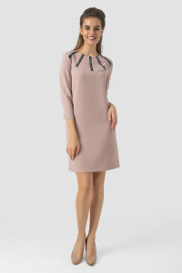 Short mocha Evening dress with decorative trim Mocha Мокко