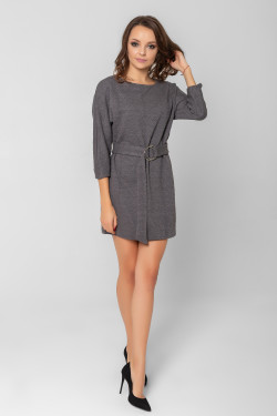 Einfarbiges Kleid mit Fledermausärmeln, dunkelgrau Dunkelgrau