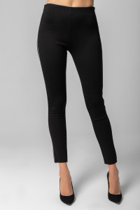 Black knitted leggings with side rhinestone trim Черный