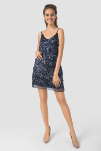 Blue Blue mini evening dress with straps Синий