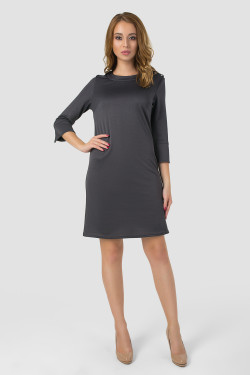 Вечірній сіре приталене плаття з рукавом 3/4 . Серый.
