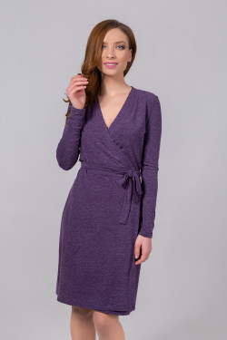 Purple wrap midi business dress made of Violet
