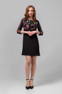 Black Evening dress with embroidery and Black Черный