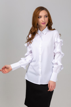 White blouse with ruffles on the sleeves for the office