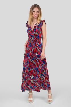 Rochie lungă de seară roșie, din mătase Armani, cu încrețituri . Roşu.