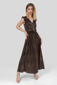 Vestido largo de Noche de seda Armani color caqui. Хаки