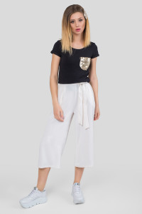 Milk-colored loose-fit culottes with a Lactic Молочный