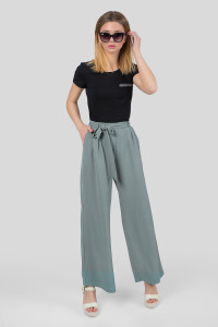 Women's wide-leg palazzo trousers in sage green Шалфей