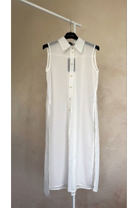 Long, sleeveless Lactic -white chiffon cape blouse Молочный