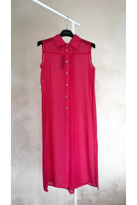 Longline sleeveless chiffon blouse, raspberry color Crimson Малиновый
