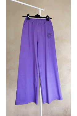 Спортивні штани з двонитки з високою посадкою, бузкового Ліловий. Бузковий.