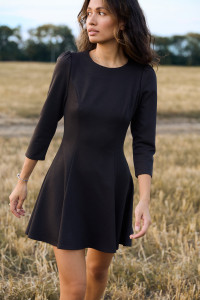 Серое трикотажное платье приталенного кроя с пышной юбкой Серый Серый