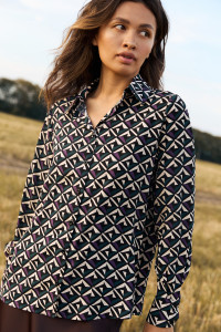 Фиолетовая блузка из штапеля с длинным рукавом свободного к Фиолетовый Фиолетовый