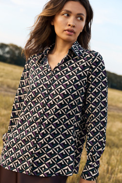 Фиолетовая блузка из штапеля с длинным рукавом свободного к Фиолетовый