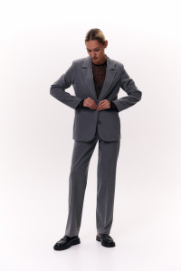 Women's straight-leg office trousers in Grey gabardine Серый