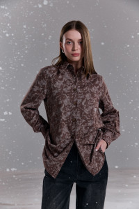 Фланелевая рубашка в клетку коричневая с накладным карманом Коричневый Коричневый