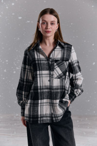 Рубашка из байки серая с длинным рукавом прямого кроя Серый Серый