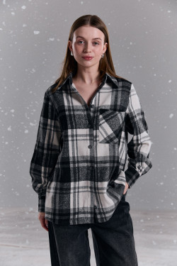 Рубашка из байки серая с длинным рукавом прямого кроя Серый