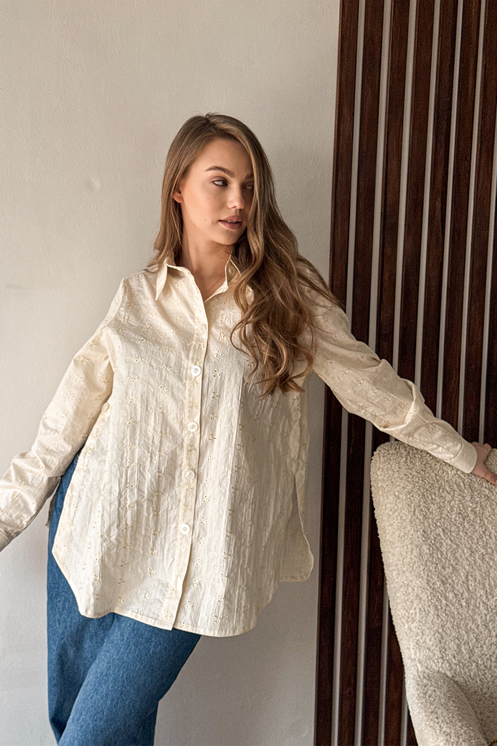 Рубашка 6813 Кремовый