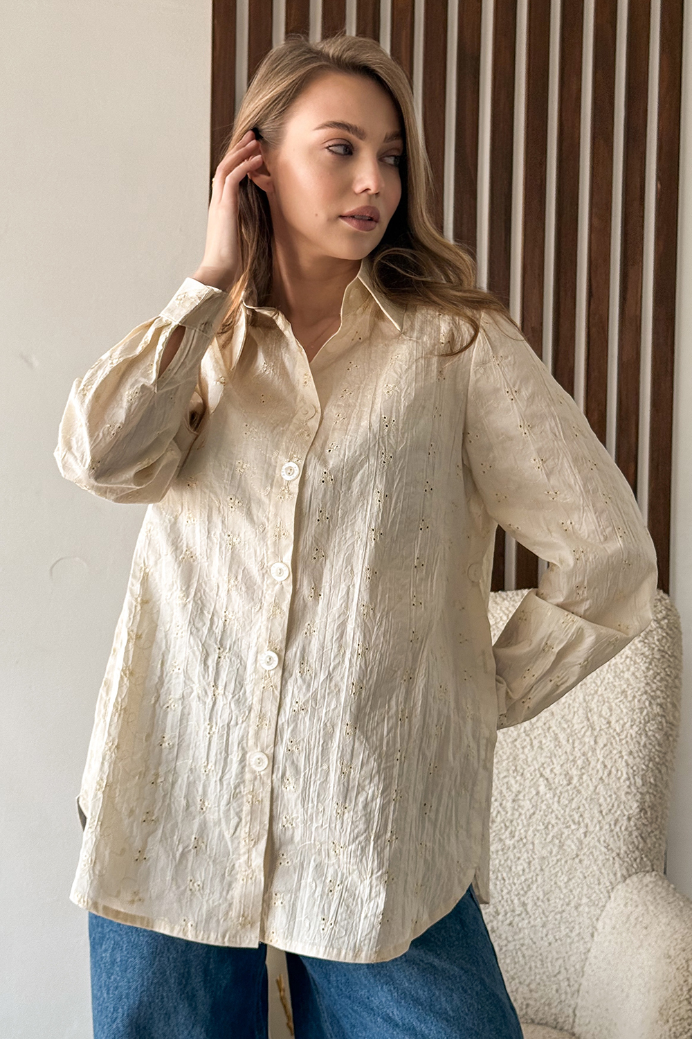 Рубашка 6813 Кремовый