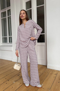 Frezza straight-cut trouser suit for the office, in Milling Фрезовый